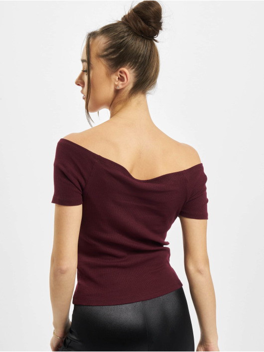 Urban Classics Tops sans manche Ladies Off Shoulder Rib rouge